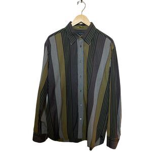 TED BAKER Button Front Shirt Multicolor Brown Long Sleeve Cotton Ted Size 5  XL